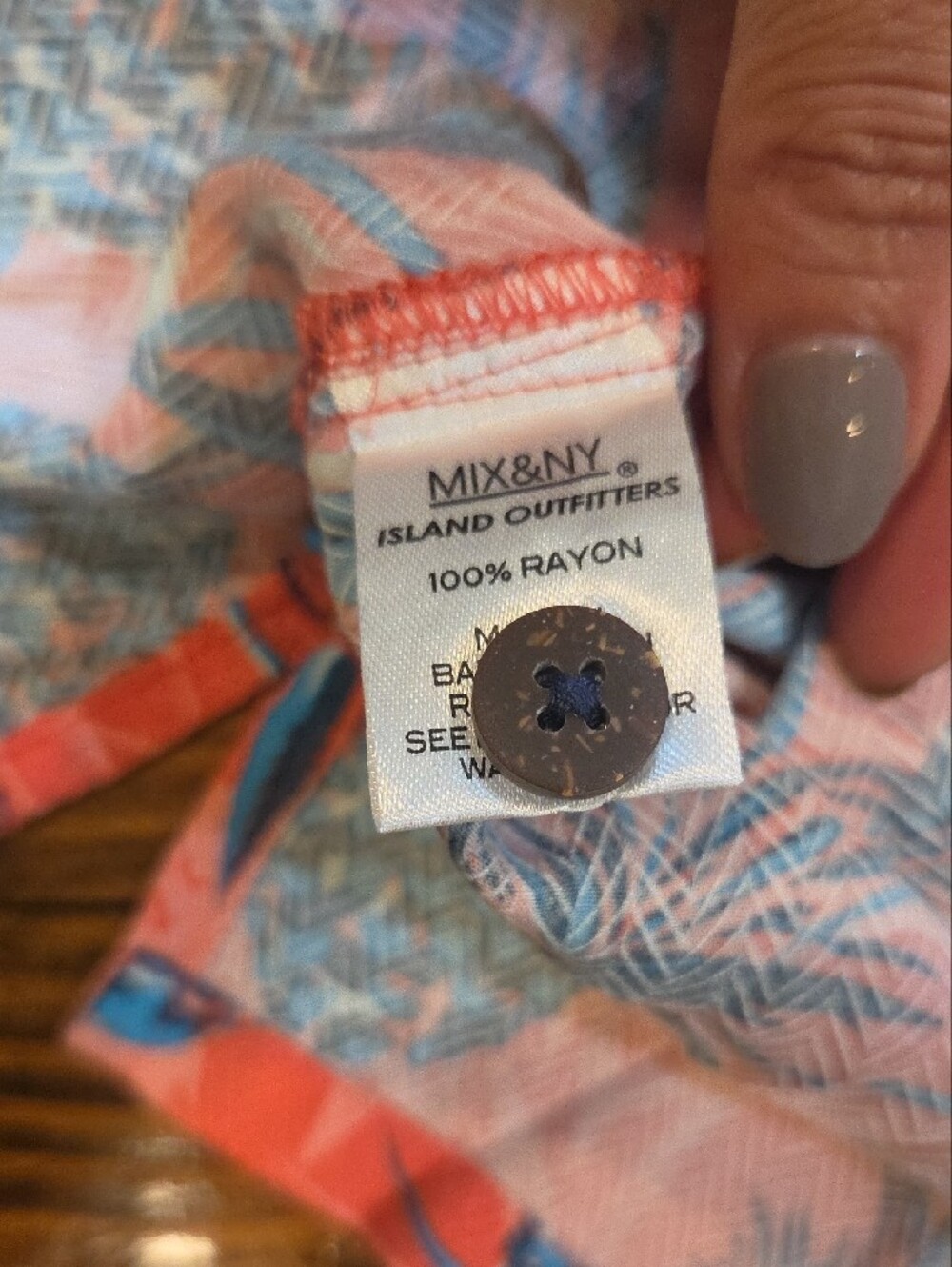 NWT Tropical Pineapple Print Short Sleeve Shirt - Coral & Blue - Picture 3 of 7